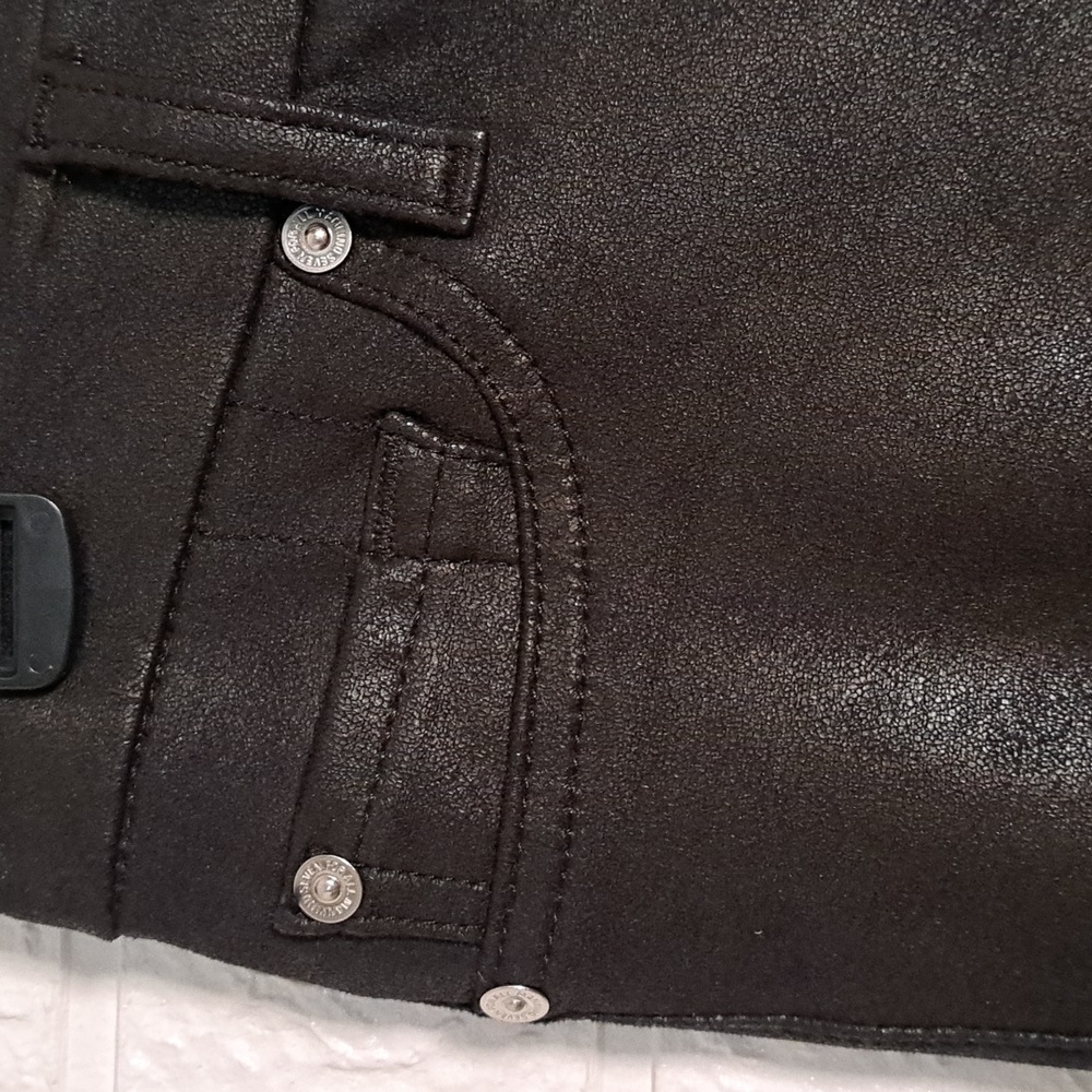 NEW * 7 For All Mankind  HIGH WAIST ANKLE SKINNY IN COATED BLACK 27 - Picture 8 of 12